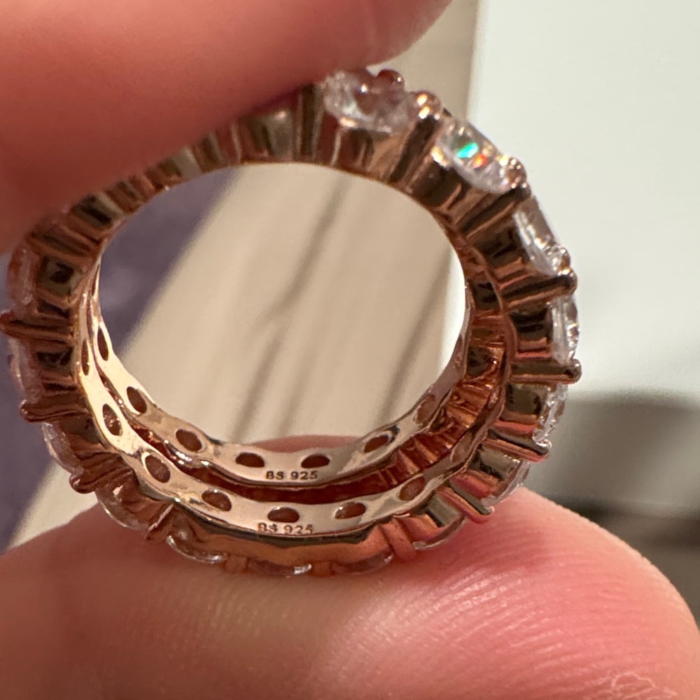 Moissanite Rose Gold Stackable Rings - Picture 6 of 6